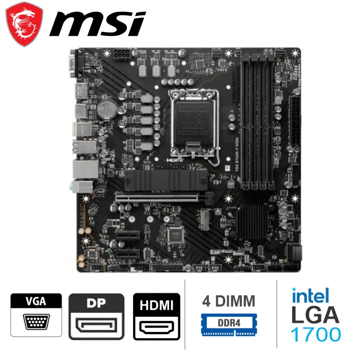 PLACA MSI PRO B760M-P, mATX, LGA 1700, 4 DIMM DDR4