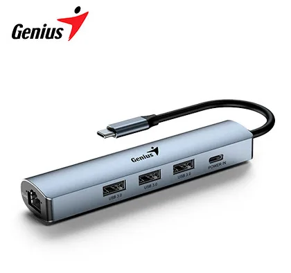 ADAPTADOR DE RED GENIUS UH-545, USB TIPO C A RJ45-USB A