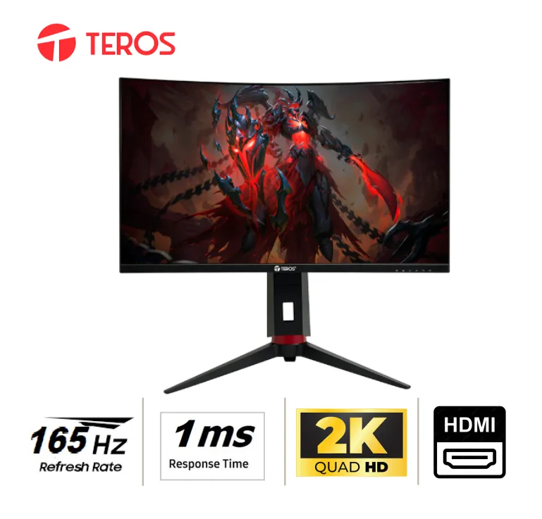 MONITOR TEROS TE-2765G GAMER-27", CURVO, 2560x1440-HDMI/DP/1MS-180HZ