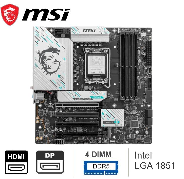 PLACA MSI B860M GAMING PLUS WF DR5, 4 DIMM DDR5, LGA 1851